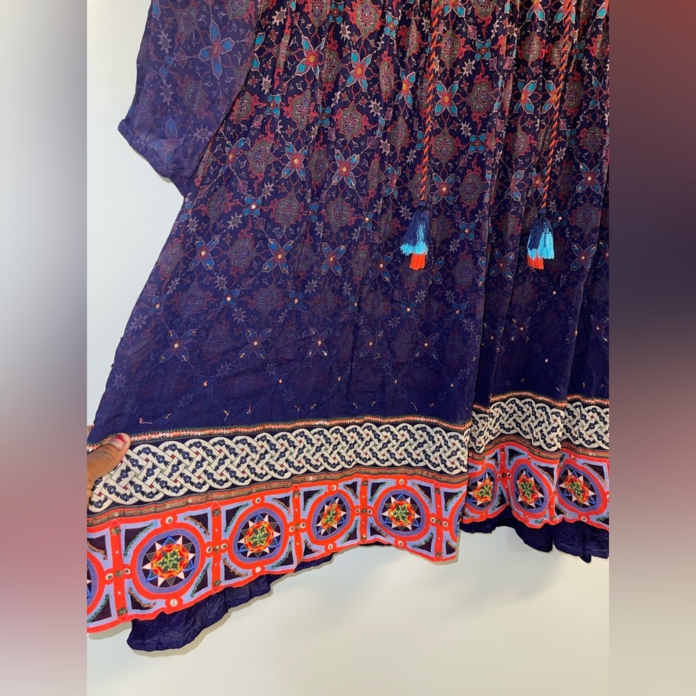 ANTHROPOLOGIE- Tanvi Kedia Corinna Tunic Dress Boho Beaded Tassel Mini - Picture 13 of 16